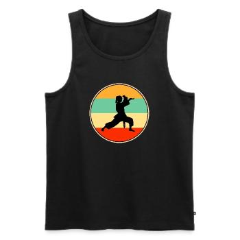 Joueuse vintage de karaté féminine arts martiaux rétro - Débardeur bio Premium Homme - noir - Devant - Michal (187cm)