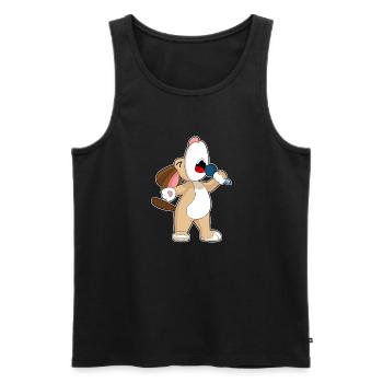 Chanteur de chien Chant au micro - Débardeur bio Premium Homme - noir - Devant - Michal (187cm)
