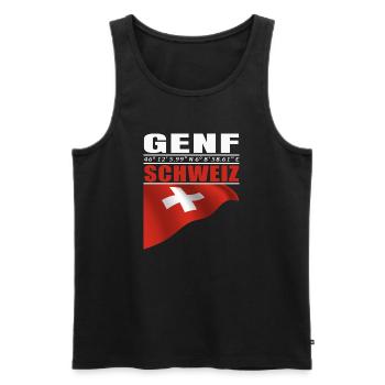 Genf - Männer Premium Bio Tank Top - Schwarz - Vorne - AI Model Male 178 light (178cm)