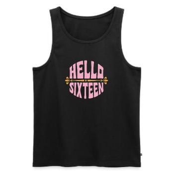 Hello Sixteen Pink Gold - Men's Premium Organic Tank Top - black - Front - AI Model Male 178 light (178cm)