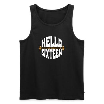 Hello Sixteen Vintage Birthday Tee - Men's Premium Organic Tank Top - black - Front - Michal (187cm)