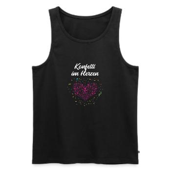 Confetti in the Heart – Carnival Carnival Heart - Débardeur bio Premium Homme - noir - Devant - AI Model Male 178 light (178cm)