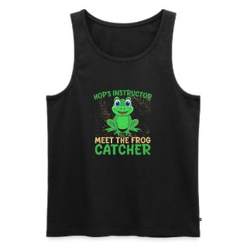 Frog Catcher Hop´s Instructor Frog - Männer Premium Bio Tank Top - Schwarz - Vorne - AI Model Male 178 light (178cm)