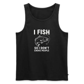 Je pêche pour ne pas étrangler les gens Pêcheur Spruch Angel - Débardeur bio Premium Homme - noir - Devant - Michal (187cm)
