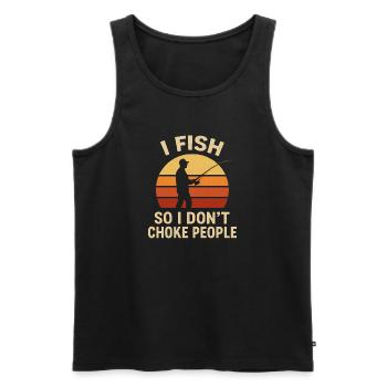 Je pêche pour ne pas étrangler les gens Pêcheur Spruch Angel - Débardeur bio Premium Homme - noir - Devant - Michal (187cm)