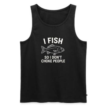 Je pêche pour ne pas étrangler les gens Pêcheur Spruch Angel - Débardeur bio Premium Homme - noir - Devant - Michal (187cm)