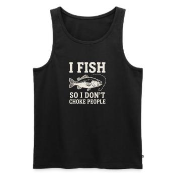 Je pêche pour ne pas étrangler les gens Pêcheur Spruch Angel - Débardeur bio Premium Homme - noir - Devant - Michal (187cm)