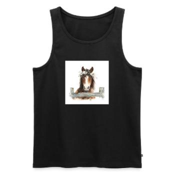 Blumenkronenponys - Männer Premium Bio Tank Top - Schwarz - Vorne - AI Model Male 178 light (178cm)