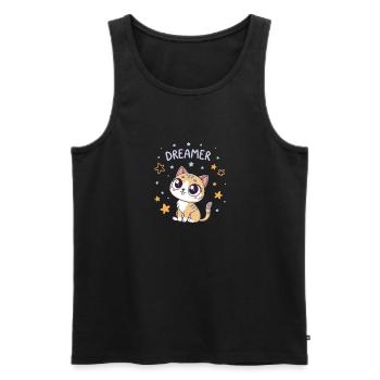 Dreamy Cat and Kawaii Stars - Men's Premium Organic Tank Top - black - Front - AI Model Male 178 light (178cm)