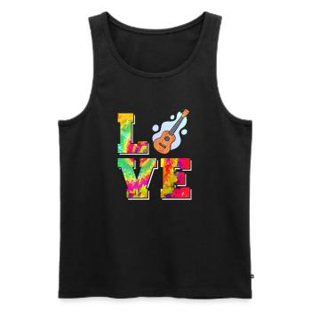 Hawaiian Ukulele Uke Tie Dye Love - Men's Premium Organic Tank Top - black - Front - AI Model Male 178 light (178cm)