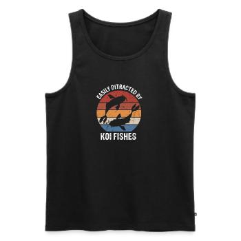 Easily Distracted by Koi Fishes Retro Humor - Men's Premium Organic Tank Top - black - Front - AI Model Male 178 light (178cm)