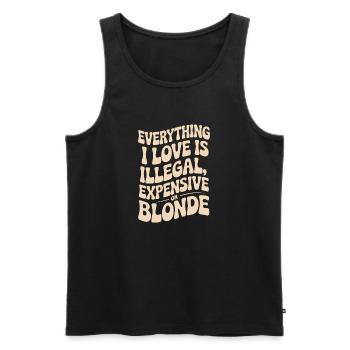 Everything I Love Illegal Expensive Blonde Männer - Männer Premium Bio Tank Top - Schwarz - Vorne - AI Model Male 178 light (178cm)