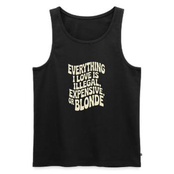 Everything I Love Illegal Expensive Blonde Männer - Männer Premium Bio Tank Top - Schwarz - Vorne - AI Model Male 178 light (178cm)