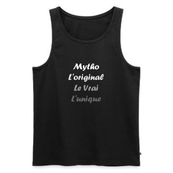 Mytho Origin True Unique - Men's Premium Organic Tank Top - black - Front - AI Model Male 178 light (178cm)