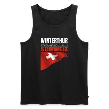 Winterthur - Männer Premium Bio Tank Top - Schwarz - Vorne - AI Model Male 178 light (178cm)