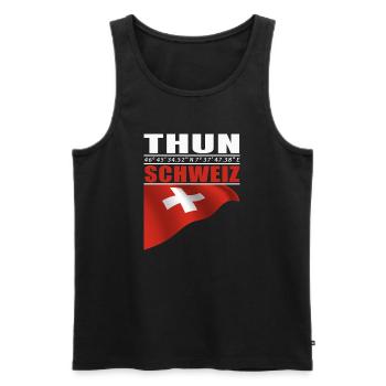 Thun - Männer Premium Bio Tank Top - Schwarz - Vorne - Michal (187cm)