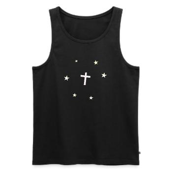 Étoiles croisées - Débardeur bio Premium Homme - noir - Devant - AI Model Male 178 light (178cm)