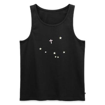 Cross in the starry sky - Men's Premium Organic Tank Top - black - Front - Michal (187cm)