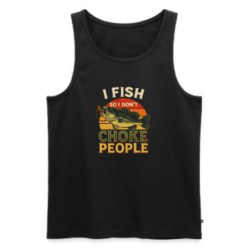 Je pêche pour ne pas étrangler les gens Pêcheur Spruch Angel - Débardeur bio Premium Homme - noir - Devant - Michal (187cm)