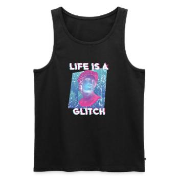 80s Retro Streetwear Vaporwave Vintage Aesthetic - Men's Premium Organic Tank Top - black - Front - AI Model Male 178 light (178cm)