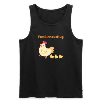 Sortie en famille – Famille de poulets mignons - Débardeur bio Premium Homme - noir - Devant - AI Model Male 178 light (178cm)