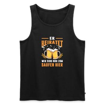 JGA Partnerlook Junggesellenabschied Bier Saufen - Männer Premium Bio Tank Top - Schwarz - Vorne - AI Model Male 178 light (178cm)