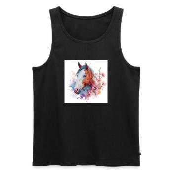 Watercolor Horse Bloom Portrait - Men's Premium Organic Tank Top - black - Front - Michal (187cm)