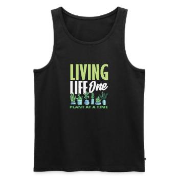 One Plant At A Time Pflanzenliebhaber - Männer Premium Bio Tank Top - Schwarz - Vorne - Michal (187cm)