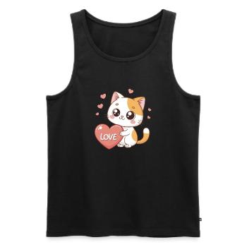 Kawaii Katzenherz-Liebe - Männer Premium Bio Tank Top - Schwarz - Vorne - Michal (187cm)