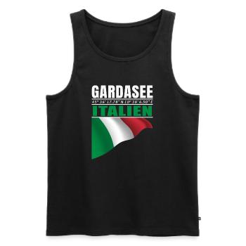 Gardasee - Männer Premium Bio Tank Top - Schwarz - Vorne - AI Model Male 178 light (178cm)