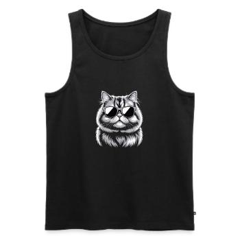 Chat persan - Débardeur bio Premium Homme - noir - Devant - Michal (187cm)