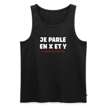 I Speak in X and Y — Math Teacher - Men's Premium Organic Tank Top - black - Front - AI Model Male 178 light (178cm)