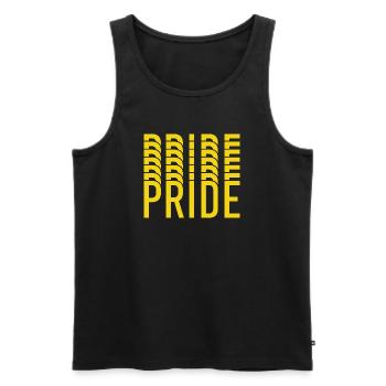 Pride Yellow Text Muster - Männer Premium Bio Tank Top - Schwarz - Vorne - AI Model Male 178 light (178cm)
