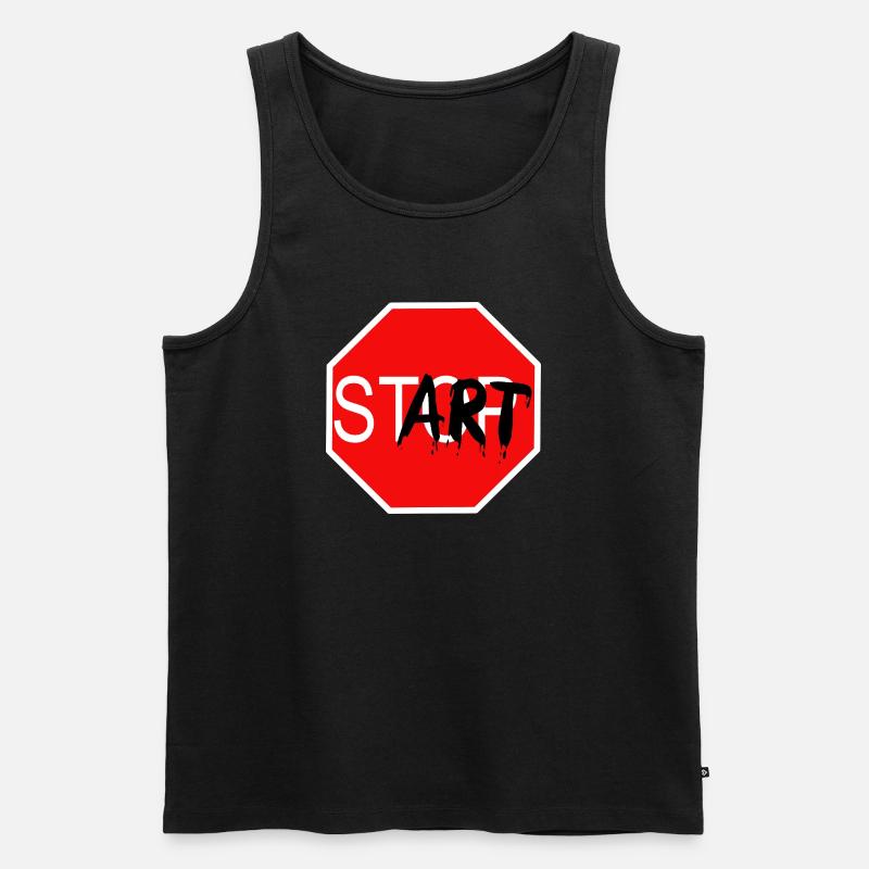 Startzeichen Graffiti Stoppschild - Männer Premium Bio Tank Top - Schwarz