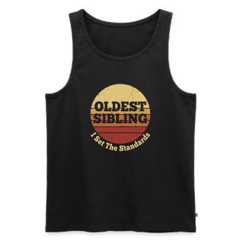  Oldest Sibling I Set The Standards Retro Vintage - Männer Premium Bio Tank Top - Schwarz - Vorne - Michal (187cm)