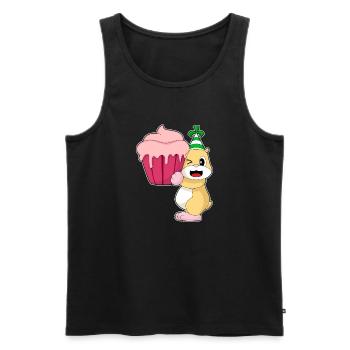 Hamster Birthday Cupcake - Men's Premium Organic Tank Top - black - Front - Michal (187cm)