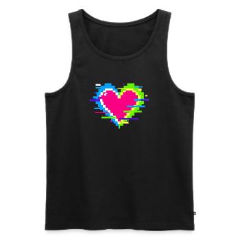 Pixel Heart Neon Glitch Rainbow - Men's Premium Organic Tank Top - black - Front - AI Model Male 178 light (178cm)