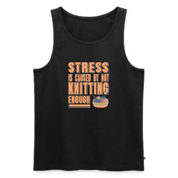 Stress Relief Through Knitting Funny Yarn Life - Männer Premium Bio Tank Top - Schwarz - Vorne - AI Model Male 178 light (178cm)