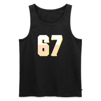 6 7 – Trendiges, minimalistisches Textdesign, - Männer Premium Bio Tank Top - Schwarz - Vorne - AI Model Male 178 light (178cm)