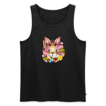Adorable Easter bunny with Easter decoration - Men's Premium Organic Tank Top - black - Front - Michal (187cm)