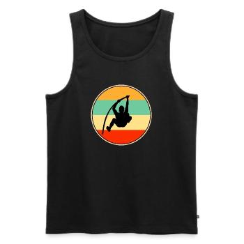Vintage Pole High Jump Silhouette Retro Sunset Art - Men's Premium Organic Tank Top - black - Front - AI Model Male 178 light (178cm)