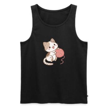 Kitten and Ball of Wool - Men's Premium Organic Tank Top - black - Front - AI Model Male 178 light (178cm)