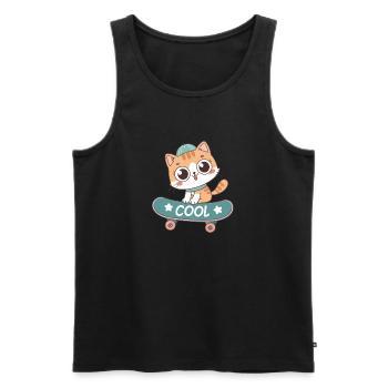 Cat on Pastel Skateboard - Men's Premium Organic Tank Top - black - Front - AI Model Male 178 light (178cm)