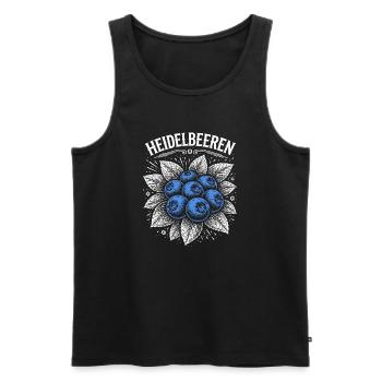 Blueberries Vintage Screen Print - Men's Premium Organic Tank Top - black - Front - AI Model Male 178 light (178cm)