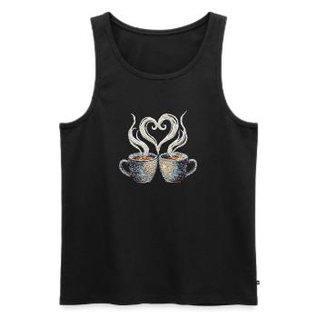 Coffee date Valentinstag bestickter Look (gedruckt) - Männer Premium Bio Tank Top - Schwarz - Vorne - AI Model Male 178 light (178cm)
