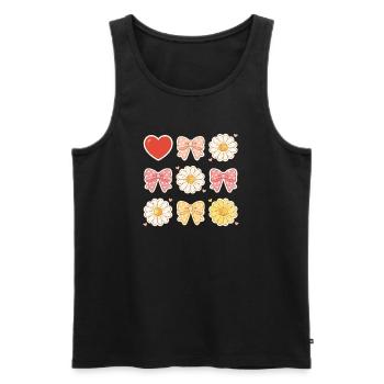 Pastel Daisy Bows Heart Pattern - Men's Premium Organic Tank Top - black - Front - AI Model Male 178 light (178cm)