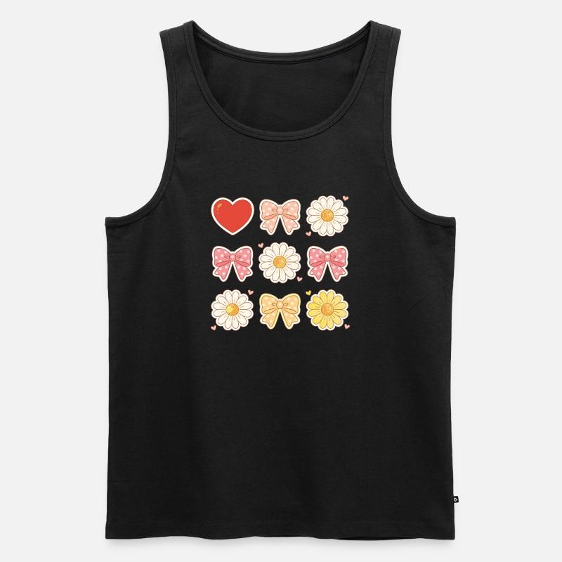 Pastel Daisy Bows Herzmuster - Männer Premium Bio Tank Top - Schwarz