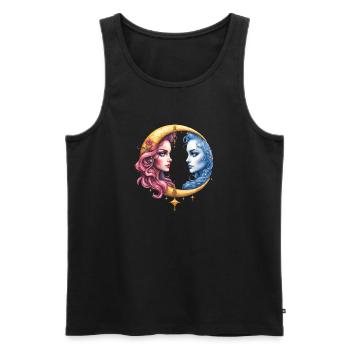 Zwillingsmond: Gesichter in der Finsternis - Männer Premium Bio Tank Top - Schwarz - Vorne - AI Model Male 178 light (178cm)
