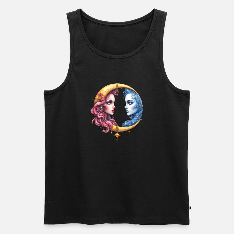 Twin Moon: Faces in Eclipse - Men's Premium Organic Tank Top - black