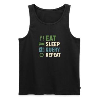Eat Sleep Query Repeat - Men's Premium Organic Tank Top - black - Front - AI Model Male 178 light (178cm)
